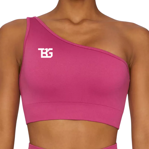 The Better One Shoulder Sports Bra - TheBetterGirl TheBetterGirl Small / Fusha Sports Bra TheBetterGirl